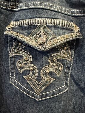 Earl Jeans Dark Blue Women's Jeans Boot Cut with Embellished Flap Pocket